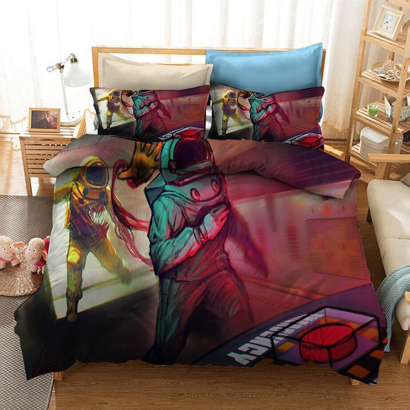 Among Us Bedding Twin Set 1Duvet Cover +1 Pillowcase Imposter Game Theme Duvet Cover,2 Piece Among Us Game Bed Set for Kids Teens Boys Girls Bedroom Decor Birthday Gift